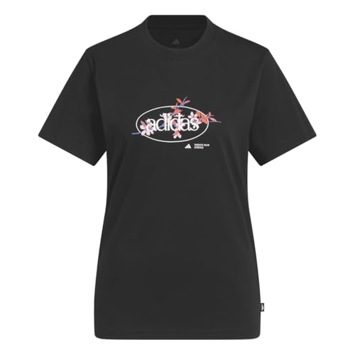 Tee-shirt à manches courtes femme ADIDAS respirant noir floral