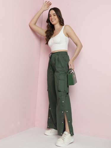 Image of KOTTY Women's High Rise Relaxed || Straight || Joggers Fit Cargo's for Pants || Trousers