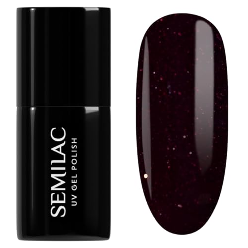 Semilac UV Nagellack 148 Night Euphoria 7 ml – Dunkles Kastanienbraun mit Fuchsia-Partikeln