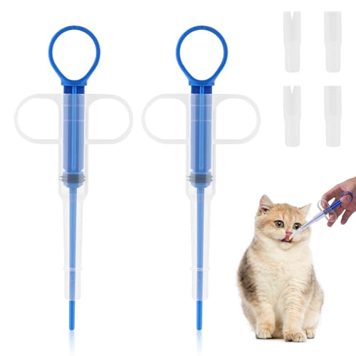 2 Stück Tabletteneingeber Katze, Tablettengeber für Katzen, Medikamenten Feeder Pet Pusher Shooter Pills Feeder Haustier Medikamenten Spritze Dogs...