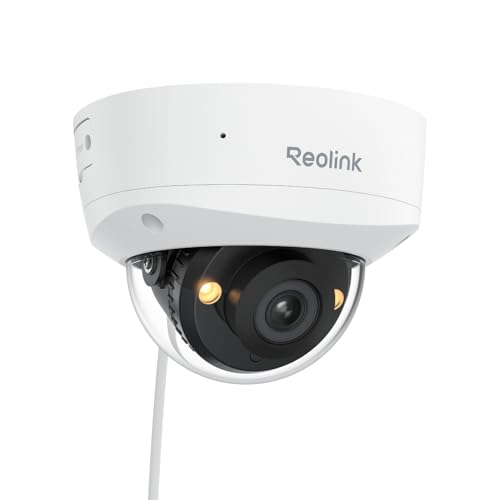 Reolink 5MP HD Spotlight Dome PoE-Kamera mit IK10 Vandalismusschutz, Nachtsicht in Farbe, Zwei-Wege-Audio, intelligenter Personen-/Fahrzeug-/Tiererkennung, Keine monatlichen Gebühren, RLC-540A