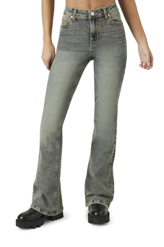 Forever 21 Women's Stone Wash High-Rise Flare Jeans