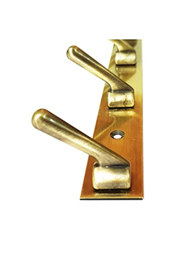 Image of Metal Antique Brass Colour 6 Pin (Packof 5) Cloth Hangers for Wall Door Cloth Hook Bathroom Wall Hooks Rail for Hanging Clothes,Towel Bathroom Accessories.