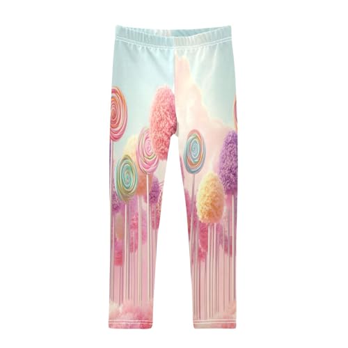 Pink Lollipop Forest Girls Casual Leggings for Kids Printed Long Pant Bottoms Stretch and Soft