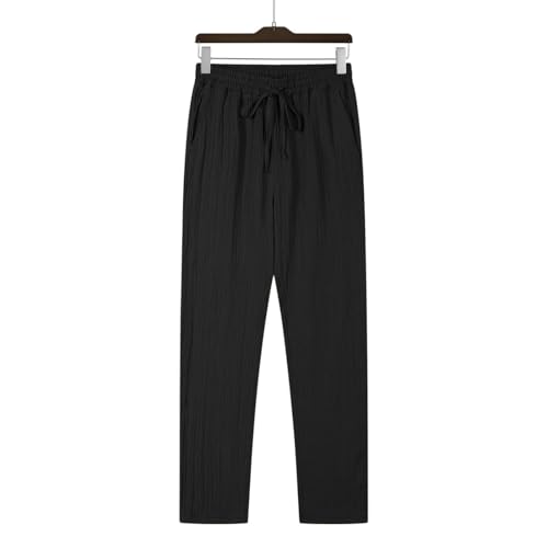 Work Pants for Men Drawstring Elastic Waist Loose Casual Beach Trouser Wide Leg Lightweight Solid Pant with Pocket4