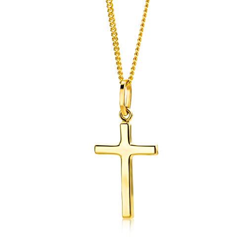 OROVI Kette - Halskette Damen Gelbgold 9 Karat / 375 Gold Kette mit Kreuz 45 cm Cover