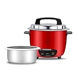Pigeon by Stovekraft Ruby Rice Cooker with Single pot, 1.8 litres.(Red) | Toughened Glass Lid | 700 Watts | 1 Aluminium Cooking Pot | Measuring Cup| Spatula | Energy Efficient Cooking