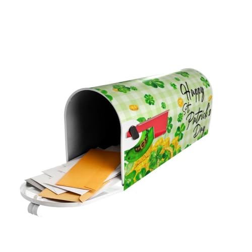 Image of ADIKJXQH St. Patrick's Day Mailbox Cover, Lucky Clovers, Magnetic, 21 x 18 Inch, Green, Post Mount, Polyester, Modern, XXT-1212-3