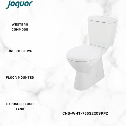 Image of JAQUAR Continental Series Range One Piece Rim Floor Mounted Western Comodes (White) | 365x680x770mm, Exposed Flush Tank, Western Toilet /Water Closet for Bathroom | CNS-WHT-755S220SPPZ