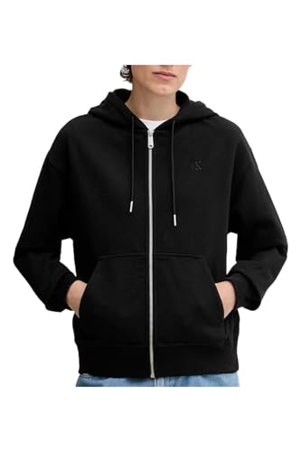 Calvin Klein Damen Hoodie mit Reißverschluss Archive Logo French Terry mit Kapuze, Schwarz (Black), M