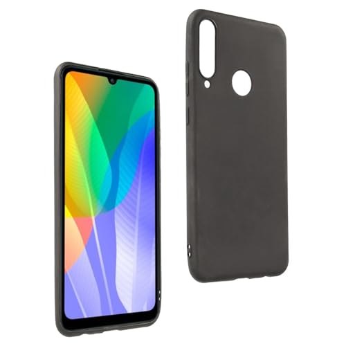 REY Cover in Gel TPU Nera per Huawei Y6P, Ultra Sottile 0,33 mm, Morbido Flessibile, Custodia Silicone