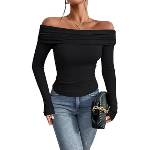 T-Shirt AOWVUTS Femme Épaules Dénudées Cover