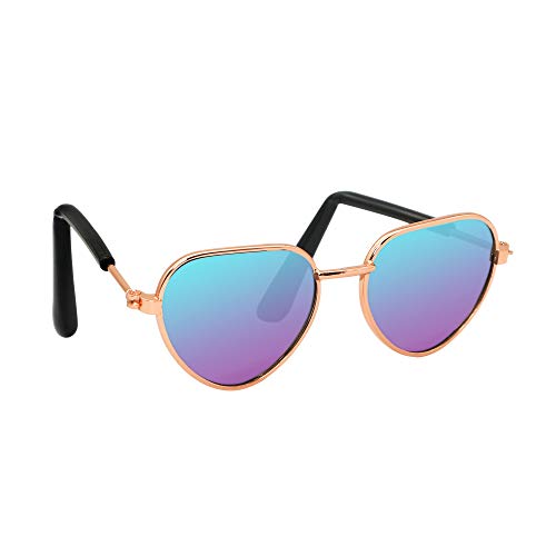 YAODHAOD Pet Sunglasses Classic Retro Circular Metal Prince Sunglasses Funny Cute Puppy Cat Teacher Bachelor Cosplay…