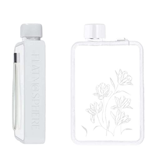 Flatmosphere - 13Oz Flat Water Bottle - Bpa Free - Leak Proof – Elegant Slim Portable Bottle – Unique Flowers Design - Fits In Any Handbag - Notebook Water Bottle For Sports Gym Outdoor Travel Camping #TOP5
