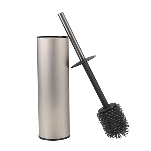 Image of Toilet Brush and Holder Set Premium Material Toilet Bowl Cleaner Free Standing Toilet Bowl Brush and Holder 1pack Brushed Nickel