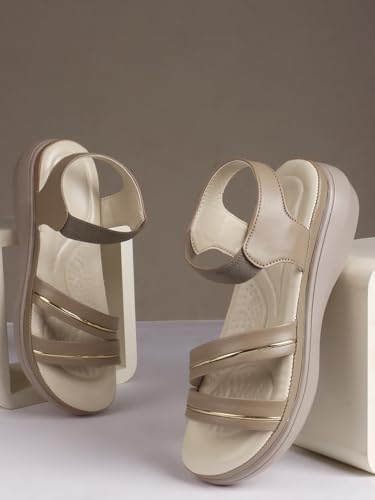 Image of Ladies Hub Stylish Women's Wedge Sandals Platform Heels with Extra Soft Cushioned Footbed, Ankle Strap & Open Toe Style