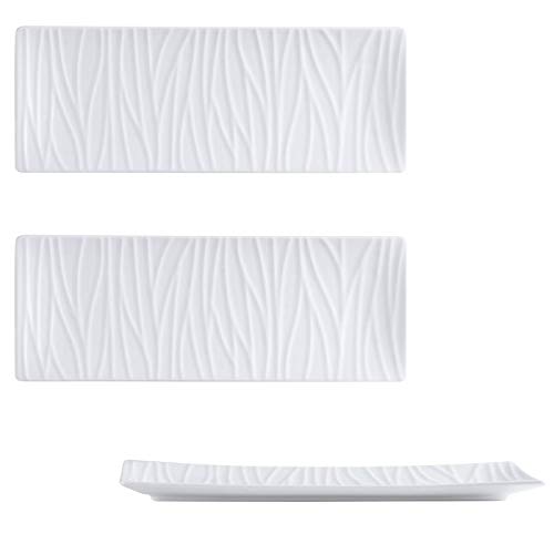 Premium Porcelain Sushi Plates Dessert Plates Dimsum Platters (Set Of 2 White Texture - 11.5") #TOP20