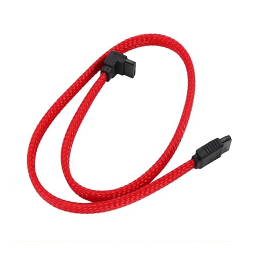 Cable SATA 3.0 III 7Pin 50 cm Ángulo Recto Rojo Nylon miniatura 3