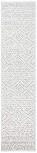 SAFAVIEH Tulum Collection Runner Rug - 2' x 13', Ivory & Light Grey, Moroccan Boho Distressed Design, Non-Shedding & Easy Care, Ideal for High Traffic Areas in Living Room, Bedroom (TUL267B)