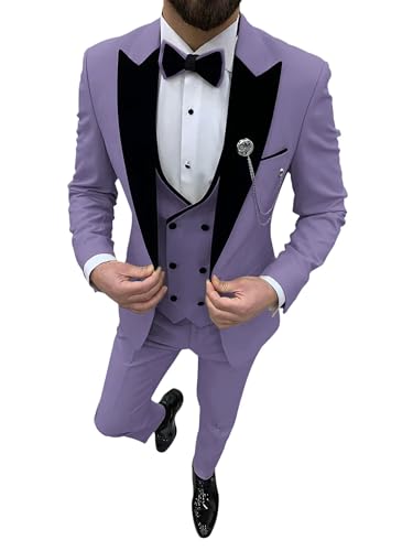 Men's Tuxedos Slim Fit 3 Piece Suits Peak Lapel Wedding Suit Dinner Prom Suit Set Party Business Blazer Vest Pant