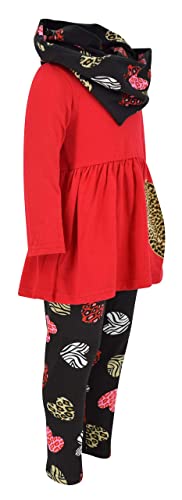Image of Unique Baby Girls Kids Toddler 3pc Outfit Set Long Sleeve Cotton Blend Tunic Top Leggings and Scarf