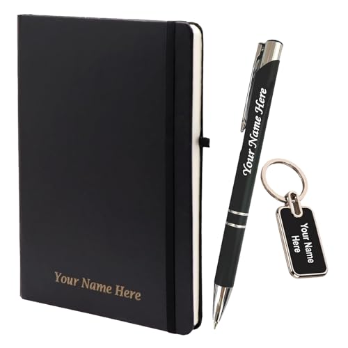 Image of Personalized Diary, Metal Pen & Keychain Set | Size A5-192 Page Writing Journal | Engraved Gift Set for Office, Corporate Events, Diwali, Christmas & Special Occasions