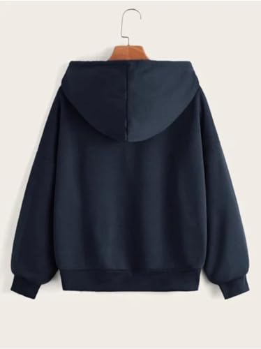 Image of Rabboni Women's Solid Zip-Up Hoodie Jacket | Full Sleeve Hooded Sweatshirt with Kangaroo Pockets | Casual Winter Wear Hoodie for Women