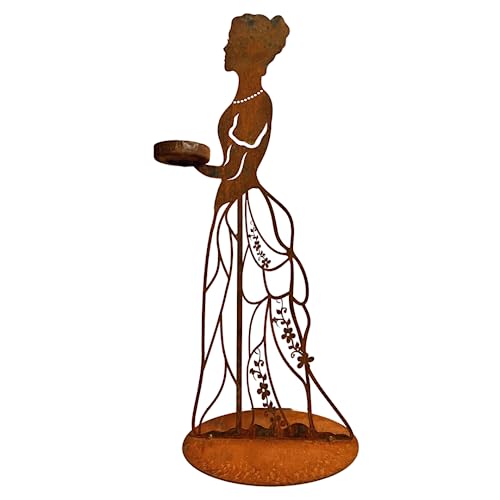 Terma Stahldesign Rost Figur Dame Blumenmädchen mit Kerzenhalter 50cm...