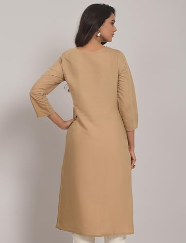 Image of Naixa Women's Viscose Rayon Embroidered Worked Straight Kurta (133)