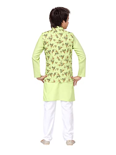 Image of Aarika Boys Light Green & White Color Sherwani With Pyjama & Waistcoat