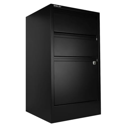 Bisley 3 Drawer Steel Flush Front Filing Cabinet, Black (FCFLUSH3-BK) Cover