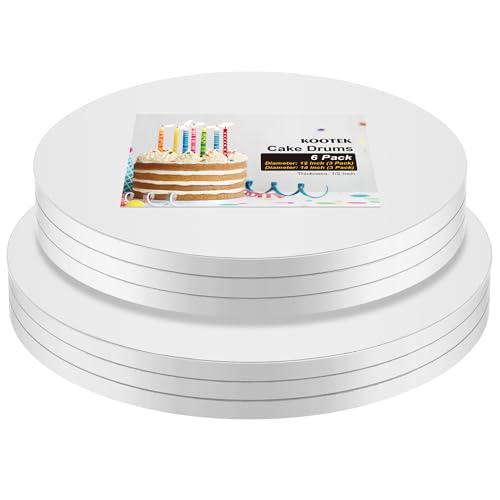 Listado de Pastel de carton del mes. 45 Kootek - Tambores redondos para tartas de 12 y 14 pulgadas, suministros de decoración de 1/2 pulgadas de grosor, paquete de 6 bases de cartón corrugado resistente, base para...