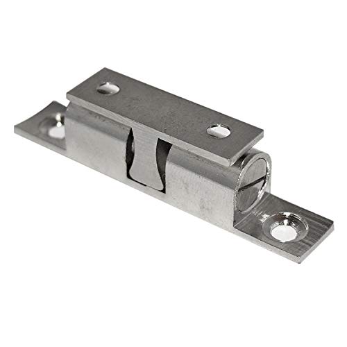 Preisvergleich Produktbild HKB ® 1 Stück Doppelkugelschnäpper, Kugelschnäpper justierbar, Messing vernickelt, 66 x 12mm, Lochabstand 53 / 25mm, mit Schrauben, Kugel und Feder aus Stahl, inklusive 4 Schrauben, Artikel-Nr. 51261