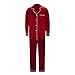 WWPPAION 2026 Christmas Pajamas for Family Silk Satin Button Down Sleepwear Long Sleeve Nightwear 2 Pcs Comfy Loungewear Set Dad Red