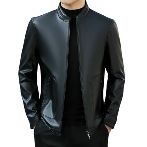 Veste en cuir synthétique homme printemps automne coupe droite