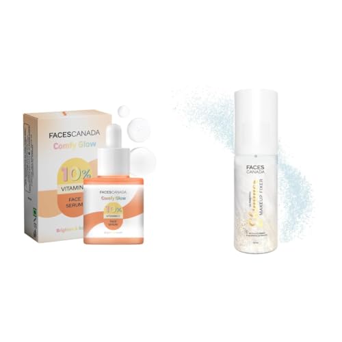 Image of FACESCANADA Comfy Glow 10% Vitamin C Face Serum - 15ml & Ultime Pro Shimmer Makeup Fixer, 50ml