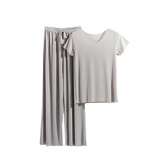 Ensemble pyjama détente tendance printemps été pour femme avec t-shirt fin col V
