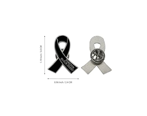 Image of 60 Set Funeral Ribbon Pins Memorial Pin Forever in Our Hearts Lapel Pin Remembrance Brooch with Prayer Cards & Organza Bags
