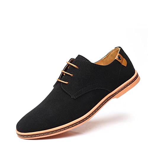 Chaussures de Ville Homme Cuir Suede Classic Business Oxford Basses Chaussures à Lacets Confortable Décontracté Tendance Derbies Noir 47