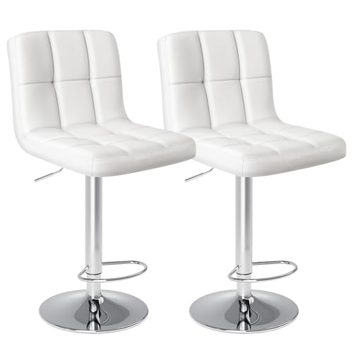 Sweetcrispy Bar Stools Set of 2, Armless PU Leather Adjustable Swivel Barstools, Hydraulic Kitchen...