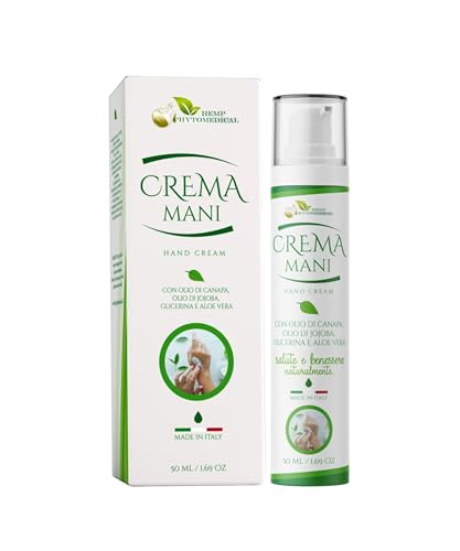 Hemp Phytomedical - Crème Mains Réparatrice et Régénérante avec Huile de Chanvre, Huile de Jojoba, Glycérine et Aloe Vera