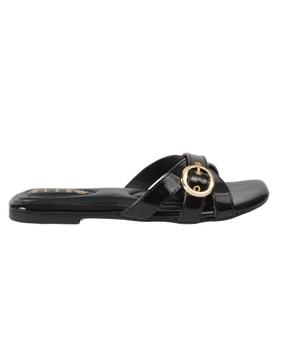 Image of ELLE Women's Criss-Cross Patent Multi-Strap Square-Toe Sandal