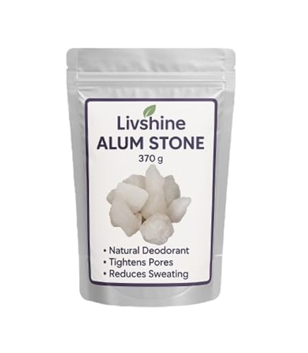 Image of Livshine Organic Phitkari Alum Stone for Face | Fitkari Stone for Skin Tightening, Water Purification, Shaving & Teeth Care | Premium White Crystals Fitkiri Alum | Gentle & Effective (370 Gram, Stone)