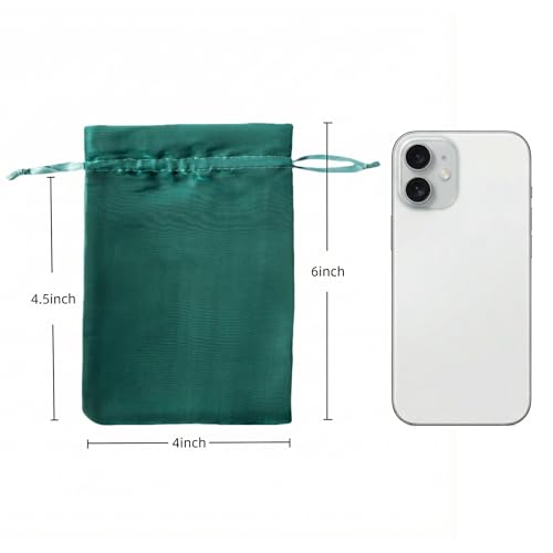Image of QIANF 20 Pcs Dark Green Small Organza Bags 4X6 inch for Wedding Favors with Drawstring, Mini Mesh Gift Bags Jewelry Pouch for Candy Bridal Shower Party Favor Baby Shower Christmas