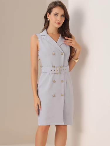 Image of Allegra K Womens Blazer Dress Sleeveless Button Down Business Work Dresses