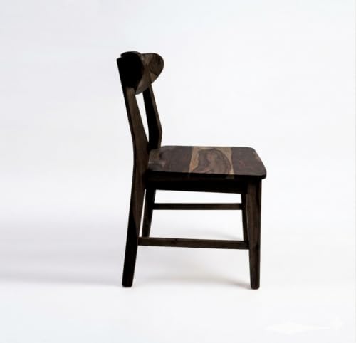 Image of Solid Sheesham Wood Dining Chair | Wooden Back Cut Dining Chair Set of 4 | Chairs for Dining Room | Study Room | Office | Finish Color - Walnut Finish |