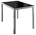 Miroytengo Mesa Cocina Negra Vidrio Cristal Salon Comedor Rectangular Moderna Patas Gris Fija 110x75x75