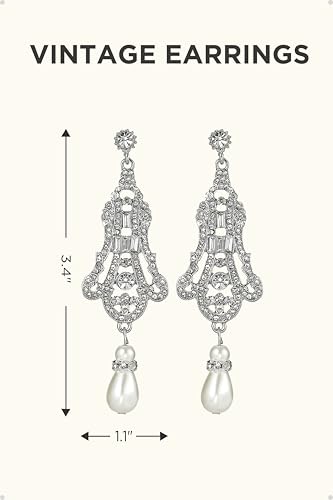 BABEYOND-1920s-Flapper-Art-Deco-Gatsby-Earrings-20s-Flapper-Gatsby-Accessories-Vintage-Wedding-Dangle-Pearl-Earrings