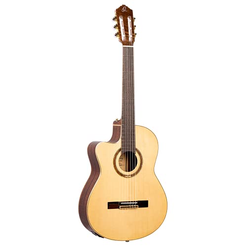 Ortega Guitars 6 String Performer Series Left-Handed Solid Top Slim Neck Acoustic-Electric Nylon Classical Guitar W/Bag, (Rce138Sn-L) #TOP1