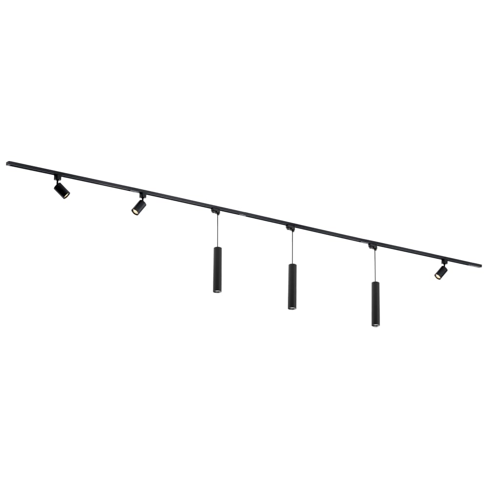 Qub Focus III 1-Phasen LED Schienensystem Komplettset 400cm I-Form GU10 Schwarz